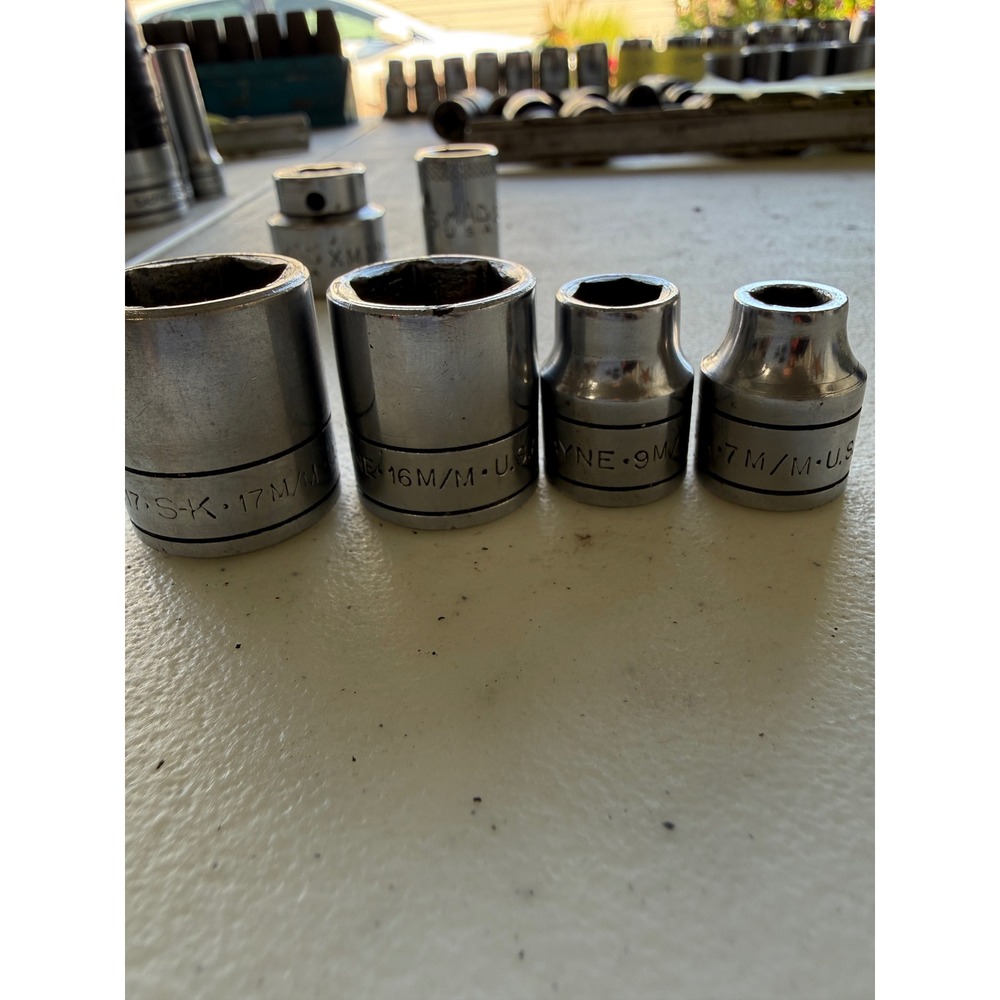 SK Wayne S-K Tools 4pc Metric Socket Set 17mm 16mm 9mm 7mm 6-Point 3/8 Drive USA